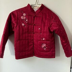 Gymboree girls satin Chinese new year quilted jacket, pink & red, 6